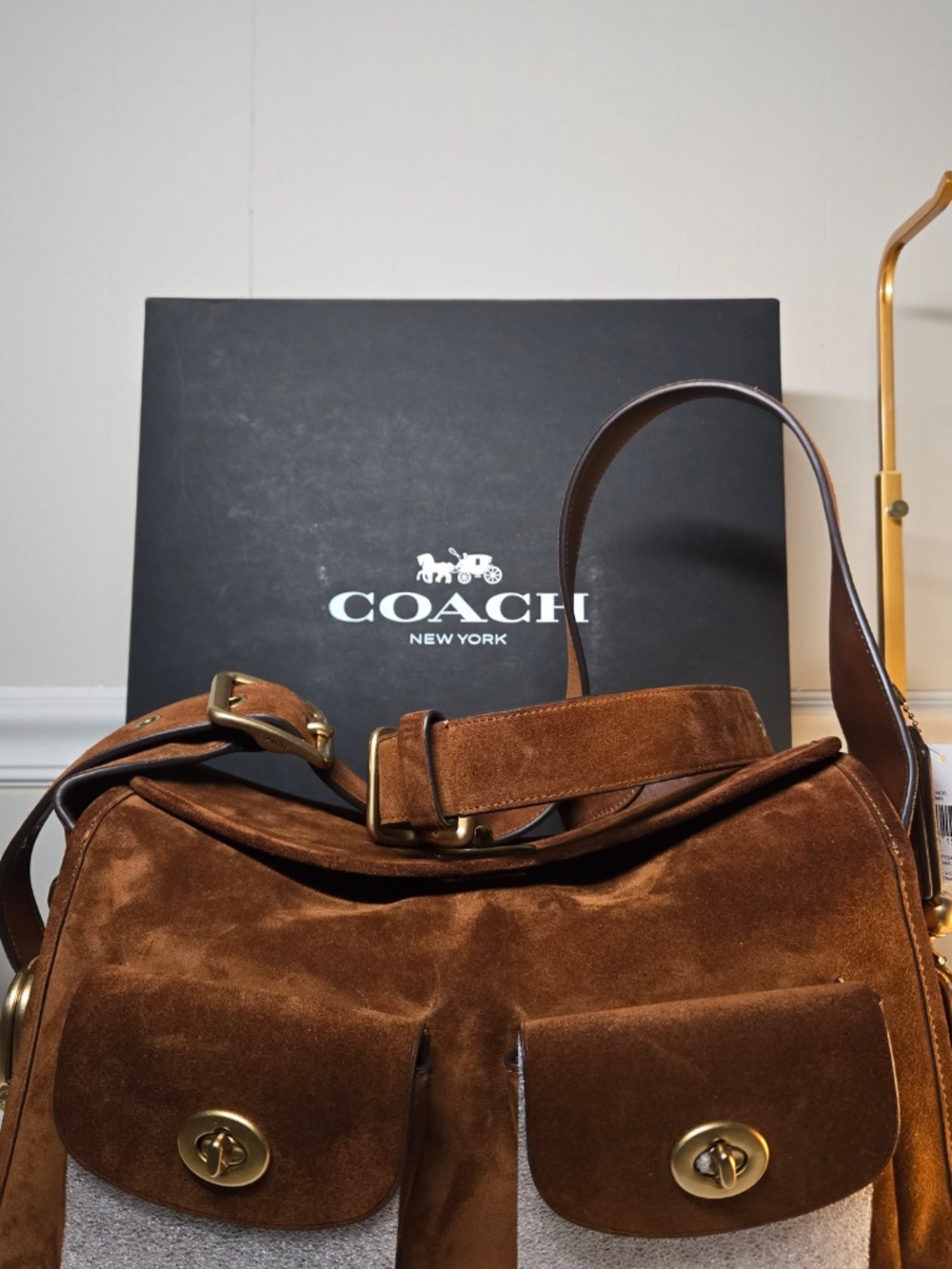 Coach Suede Haversack bag warm brown - Picture 12 of 12